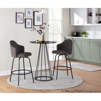 Set Of 2 Ahoy Metal/Polyester Counter Height Barstools Black/Charcoal - LumiSource - Image 8