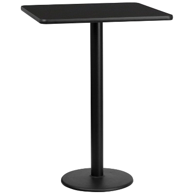 Flash Furniture 30'' Square Laminate Table Top With 18'' Round Bar Height Table Base - Image 2