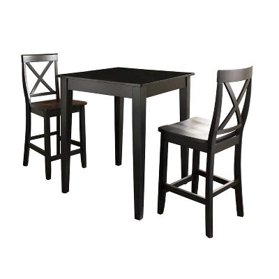 3pc Pub Dining Set With X-Back Stools Black - Crosley - Image 4