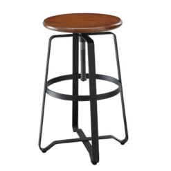 Smythson Adjustable Counter Height Barstool Chestnut/Black - Carolina Chair & Table