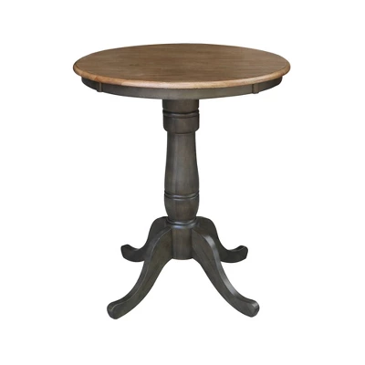 30" Austin Round Pedestal Counter Height Dining Set With 2 Emily Stools Hickory Brown - International Concepts - Image 3