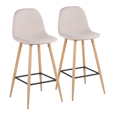 Set Of 2 Pebble Metal Polyester Barstools - Lumisource - Image 12