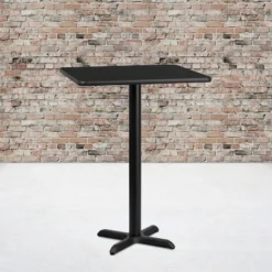 Flash Furniture 30'' Square Black Laminate Table Top With 22'' X 22'' Bar Height Table Base