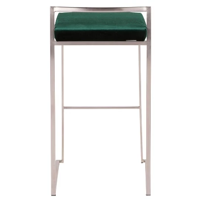 Set Of 2 30" Fuji Contemporary Stackable Barstools Stainless Steel - Lumisource - Image 5
