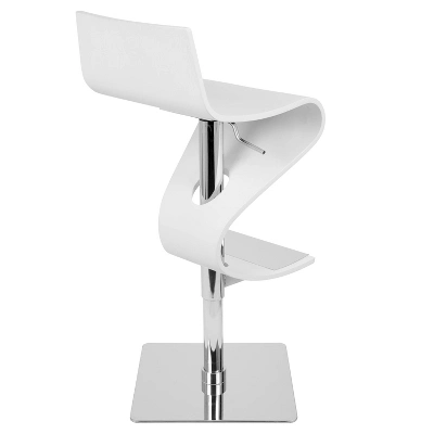 Viva Contemporary Adjustable Barstool Wood/White - LumiSource - Image 2
