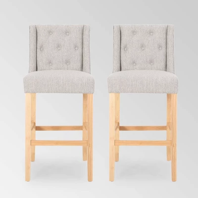 Set Of 2 Lansglen Button Tufted Wingback Barstools - Christopher Knight Home - Image 9