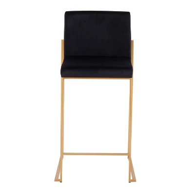 Set Of 2 Fuji Steel/Velvet High Back Counter Height Barstools - LumiSource - Image 5