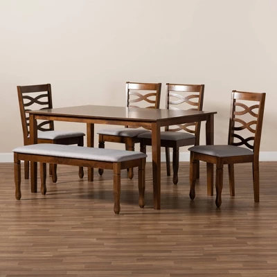 6pc Lanier Dining Set Gray/Walnut/Brown - Baxton Studio - Image 8