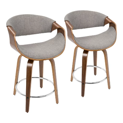 Set Of 2 Curvini Mid-Century Modern Counter Height Barstools - LumiSource - Image 9