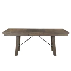 5pc Dex Extendable Dining Table Set, 4 Upholster Side Chairs Walnut Brown/ Cream - Picket House Furnishings