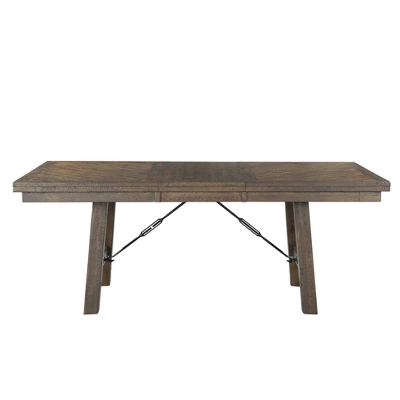 5pc Dex Extendable Dining Table Set, 4 Upholster Side Chairs Walnut Brown/ Cream - Picket House Furnishings