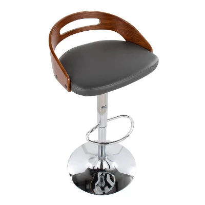 Set Of 2 Cassis Upholstered Barstool Gray/Walnut - Lumisource - Image 6