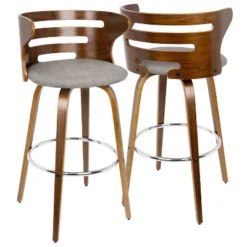Set Of 2 Cosini Mid Century Modern Barstools With Swivel Gray - LumiSource