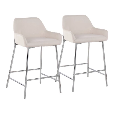 Set Of 2 Daniella Metal/Polyester Counter Height Barstools - LumiSource - Image 12