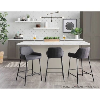 Set Of 2 Daniella Metal/Polyester Counter Height Barstools - LumiSource - Image 8