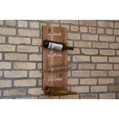 Three Bottle "Live Love Wine" Wood Wall Mount Wine Rack - Foreside Home & Garden - Image 5