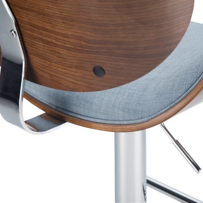 Avondale Bentwood Adjustable Height Gas Lift Barstool Linen Fabric - Wyndenhall - Image 8
