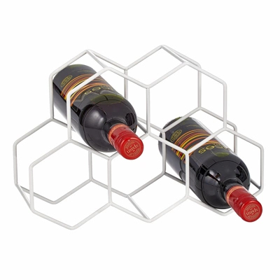 MDesign Honeycomb 5 Bottle Wine Rack For Kitchen Counter Or Fridge - Image 5