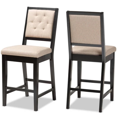 2pc Gideon Fabric Upholstered And Wood Counter Height Barstool Set - Baxton Studio - Image 10