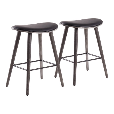Set Of 2 26" Saddle Counter Height Barstools With Faux Leather - LumiSource - Image 13