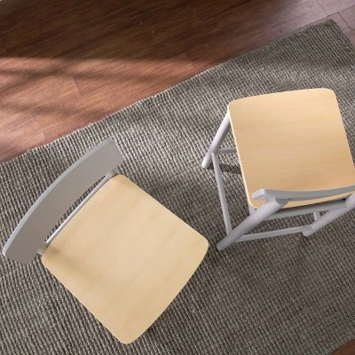 Set Of 2 Poyor 33.5" Two-Tone Counter Height Barstools Gray/Natural - Aiden Lane - Image 7