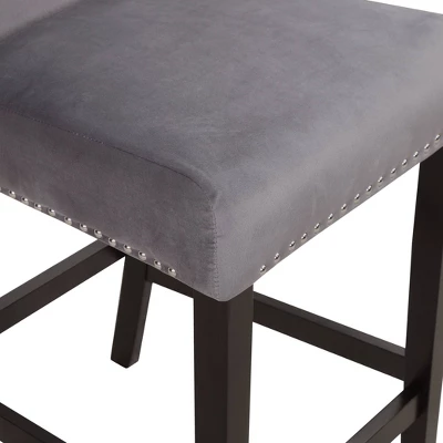 Set Of 2 Brook Nailhead Trim Counter Height Barstools Gray/Espresso - HOMES: Inside + Out - Image 2