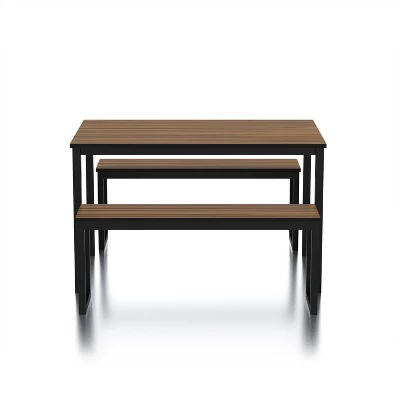 3pc Killucan Dining Table Set With 2 Benches - MiBasics - Image 3