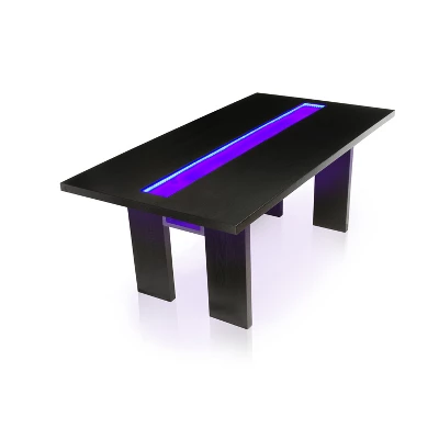 7pc StevensonĀ Glass Insert Open Shelf W/Led Lights Dining Table Set Black - HOMES: Inside + Out - Image 4