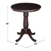 30" Round Top Pedestal Counter Height Table Dark Brown - International Concepts