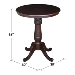 30" Round Top Pedestal Counter Height Table Dark Brown - International Concepts