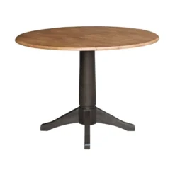 42" Alexandra Round Top Dual Drop Leaf Pedestal Dining Table Hickory/Washed Coal - International Concepts