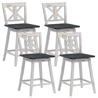 Costway 4PCS Swivel Bar Stools W/ Footrest Counter Height Chairs For Home - Image 6