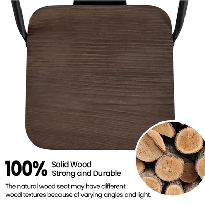 Yaheetech 24" Low Back Metal Counter Height Bar Stools With Wood Seat & Footrest, Set Of 4 - Image 6