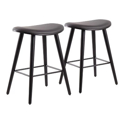 Set Of 2 26" Saddle Counter Height Barstools With Faux Leather - LumiSource - Image 12