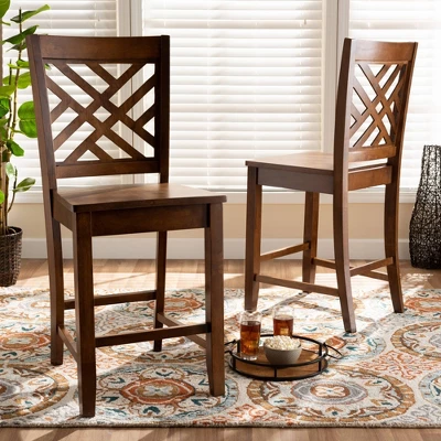 2pc Caron Wood Counter Stool Set - Baxton Studio - Image 5