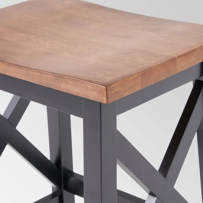 Set Of 2 Heffley Contemporary Farmhouse Wooden Counter Height Barstools Walnut/Black - Christopher Knight Home - Image 2