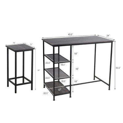 Costway 5 Piece Counter Dining Table Set Bar Pub Table Set Metal Frame Black - Image 2