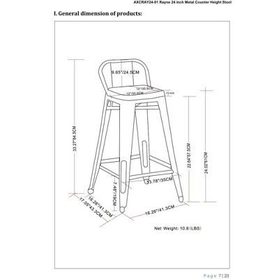 Set Of 2 24" Josephine Metal/Wood Counter Height Barstools White - WyndenHall - Image 9