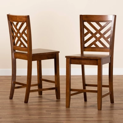 2pc Caron Wood Counter Stool Set - Baxton Studio - Image 6