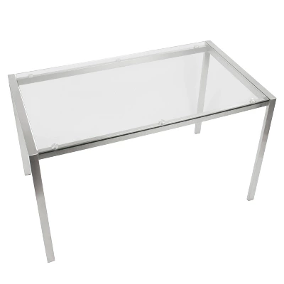 Fuji 47" Modern Dining Table Stainless Steel/Clear Glass - LumiSource - Image 4