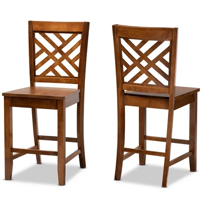 2pc Caron Wood Counter Stool Set - Baxton Studio - Image 7