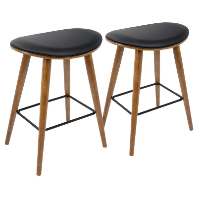 Set Of 2 26" Saddle Counter Height Barstools With Faux Leather - LumiSource - Image 8