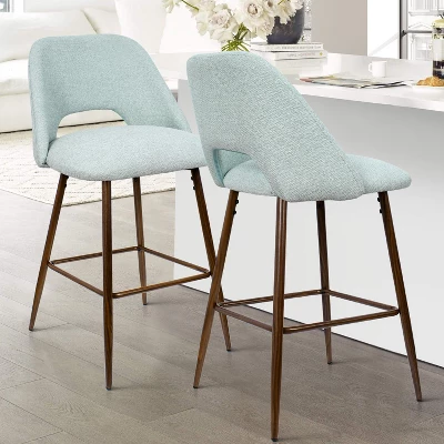 26 Inches Edwin Upholstered Counter Height Stool (Set Of 2) Walnut Leg-The Pop Maison - Image 10