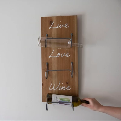 Three Bottle "Live Love Wine" Wood Wall Mount Wine Rack - Foreside Home & Garden - Image 6