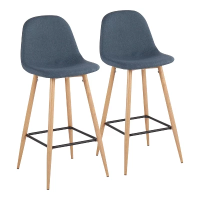 Set Of 2 Pebble Metal Polyester Barstools - Lumisource - Image 13
