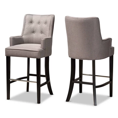 2pc Aldon Upholstered And Wood Bar Stool Set - Baxton Studio - Image 9
