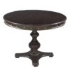 42" Handcrafted Round Mango Wood Dining Table With Subtle Rivet Accents And Turned Pedestal Base Brown - The Urban Port