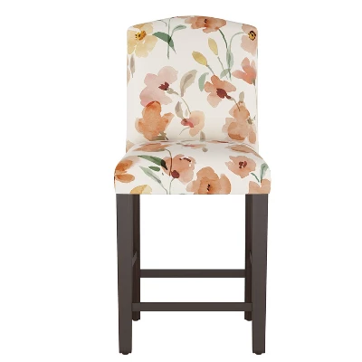 Alex Camel Back Counter Height Barstool With Botanical Print - Skyline Furniture