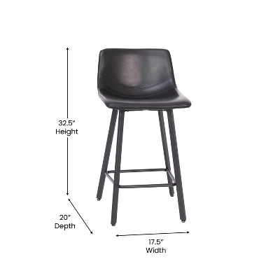Flash Furniture Caleb Modern Armless 24 Inch Counter Height Stools Commercial Grade With Footrests And Matte Metal Frames, Set Of 2 - Image 6
