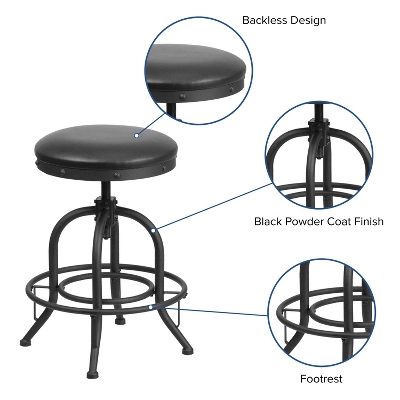 Flash Furniture 24'' Counter Height Stool With Swivel Lift Black LeatherSoft Seat - Image 2
